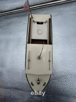 Bateau en bois H. T. C. rare, alimenté par batterie, fonctionne, rare Japon