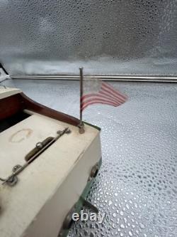 Bateau en bois H. T. C. rare, alimenté par batterie, fonctionne, rare Japon