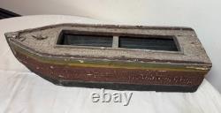Bateau en bois de folk art polychrome fait main, antique, début du 19e siècle