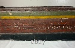 Bateau en bois de folk art polychrome fait main, antique, début du 19e siècle