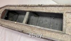 Bateau en bois de folk art polychrome fait main, antique, début du 19e siècle