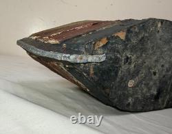 Bateau en bois de folk art polychrome fait main, antique, début du 19e siècle