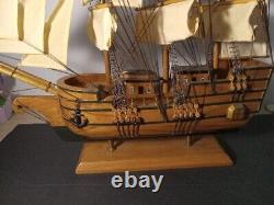 Bateau en bois fait main, grand modèle de navire nautique, voilier marin avec 2 ancres en fer