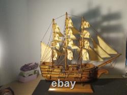 Bateau en bois fait main, grand modèle de navire nautique, voilier marin avec 2 ancres en fer