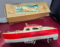 Bateau en bois jouet modèle à moteur japonais Rico Port Patrol boîte Japon