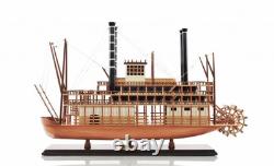 Bateau en bois massif peint à la main modèle roi du Mississippi en bois brun 17 pouces