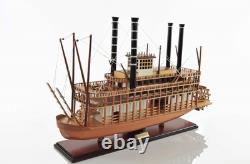 Bateau en bois massif peint à la main modèle roi du Mississippi en bois brun 17 pouces