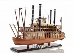 Bateau en bois massif peint à la main modèle roi du Mississippi en bois brun 17 pouces