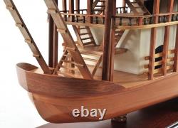 Bateau en bois massif peint à la main modèle roi du Mississippi en bois brun 17 pouces