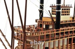 Bateau en bois massif peint à la main modèle roi du Mississippi en bois brun 17 pouces