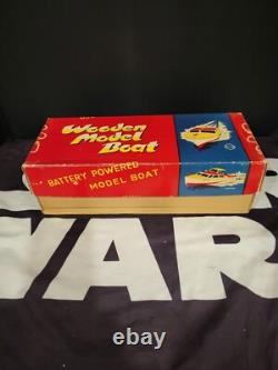 Bateau en bois modèle années 1950 UNION BOAT Vintage original JAPAN Électrique
