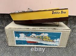 Bateau en modèle réduit en bois vintage rare fabriqué au Japon, jaune, Debbie Bess St