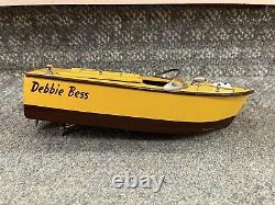 Bateau en modèle réduit en bois vintage rare fabriqué au Japon, jaune, Debbie Bess St