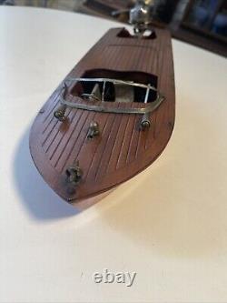 Bateau jouet en bois vintage IMP avec moteur de bateau hors-bord électrique modèle (JAPON) TYPE SPÉCIAL
