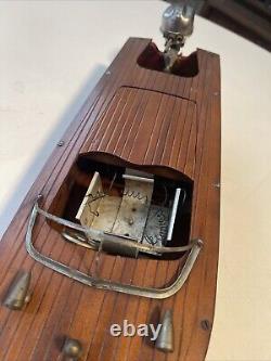 Bateau jouet en bois vintage IMP avec moteur de bateau hors-bord électrique modèle (JAPON) TYPE SPÉCIAL