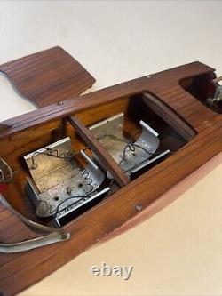 Bateau jouet en bois vintage IMP avec moteur de bateau hors-bord électrique modèle (JAPON) TYPE SPÉCIAL