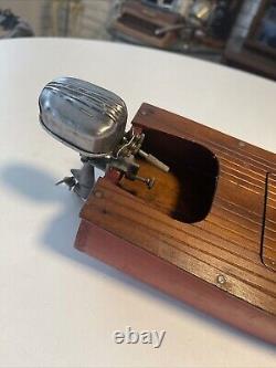 Bateau jouet en bois vintage IMP avec moteur de bateau hors-bord électrique modèle (JAPON) TYPE SPÉCIAL