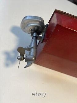 Bateau jouet en bois vintage IMP avec moteur de bateau hors-bord électrique modèle (JAPON) TYPE SPÉCIAL