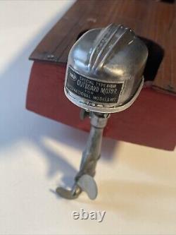 Bateau jouet en bois vintage IMP avec moteur de bateau hors-bord électrique modèle (JAPON) TYPE SPÉCIAL