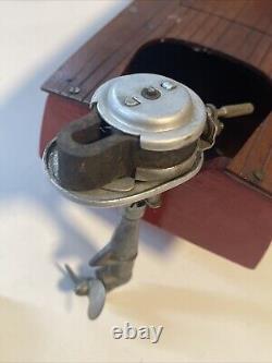 Bateau jouet en bois vintage IMP avec moteur de bateau hors-bord électrique modèle (JAPON) TYPE SPÉCIAL