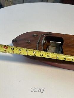 Bateau jouet en bois vintage IMP avec moteur de bateau hors-bord électrique modèle (JAPON) TYPE SPÉCIAL