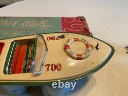 Bateau jouet modèle à batterie Vtg Fleet Line Spray King années 50 Japon boîte impeccable