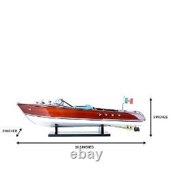 Bateau modèle Riva Aquarama fait main entièrement assemblé en acajou hors-bord 26,5