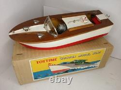 Bateau modèle en bois Vintage Toytime, à piles, fabriqué au Japon, non testé, avec boîte
