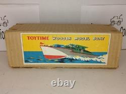 Bateau modèle en bois Vintage Toytime, à piles, fabriqué au Japon, non testé, avec boîte