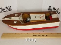 Bateau modèle en bois Vintage Toytime, à piles, fabriqué au Japon, non testé, avec boîte