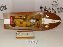 Bateau modèle en bois Vintage Toytime, à piles, fabriqué au Japon, non testé, avec boîte