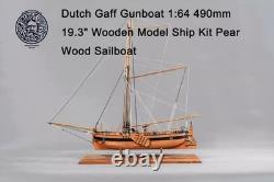 Bateau modèle en bois à voile en bois de poirier, Canot gaff hollandais 164 490mm 19,3