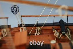 Bateau modèle en bois à voile en bois de poirier, Canot gaff hollandais 164 490mm 19,3