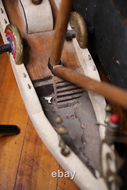 Bateau modèle vintage en bois de bateau d'art populaire Pirate Ship canons 58 pièces Réparation ancien