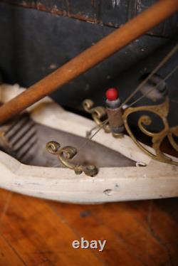 Bateau modèle vintage en bois, navire d'art populaire, canon de bateau pirate, 58 pièces, réparation ancien