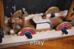 Bateau modèle vintage en bois, navire d'art populaire, canon de bateau pirate, 58 pièces, réparation ancien
