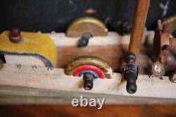 Bateau modèle vintage en bois, navire d'art populaire, canon de bateau pirate, 58 pièces, réparation ancien