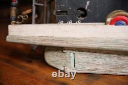 Bateau modèle vintage en bois, navire d'art populaire, canon de bateau pirate, 58 pièces, réparation ancien