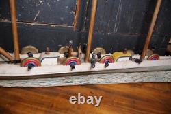 Bateau modèle vintage en bois, navire d'art populaire, canon de bateau pirate, 58 pièces, réparation ancien