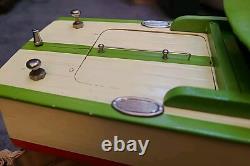 Bateau moteur vintage ITO G4 Cruiser modèle jouet en bois vert dans sa boîte d'origine années 1950