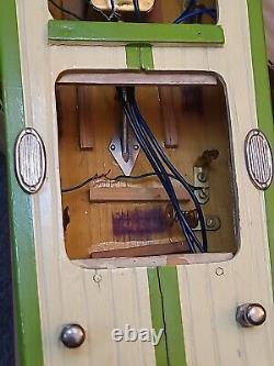 Bateau moteur vintage ITO G4 Cruiser modèle jouet en bois vert dans sa boîte d'origine années 1950