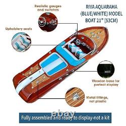 Bateau rapide italien Riva Aquarama modèle bleu unique fait main décoration d'intérieur anniversaire