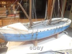 Bateau vintage fait main, modèle de bateau en bois de 39 pouces de long