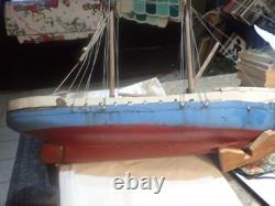 Bateau vintage fait main, modèle de bateau en bois de 39 pouces de long