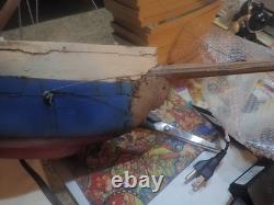 Bateau vintage fait main, modèle de bateau en bois de 39 pouces de long