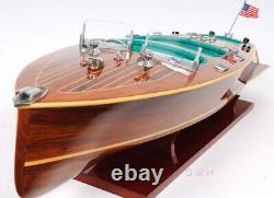 Beau modèle de bateau à moteur en bois Chris Craft Triple Cockpit SPEEDBOAT Yacht nouveau