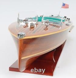 Beau modèle de bateau à moteur en bois Chris Craft Triple Cockpit SPEEDBOAT Yacht nouveau