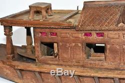 Cachemire Inde Sculpté Modèle Boat House Vintage En Bois De Teck Jonque Jouet