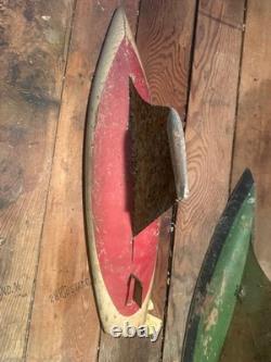Collection de coques de yachts de bassin anciens / voiliers, 3 modèles vintage en bois