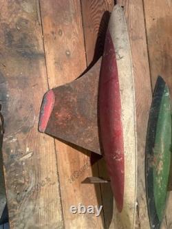 Collection de coques de yachts de bassin anciens / voiliers, 3 modèles vintage en bois